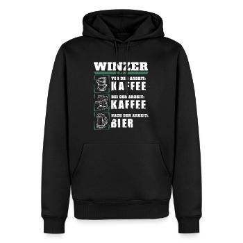 My daily routine as a winemaker - Men’s Premium Organic Hoodie - black - Front - Nico (187cm)