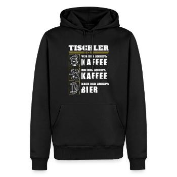 Mon quotidien de menuisier - Sweat à capuche Premium bio Homme - noir - Devant - Nico (187cm)