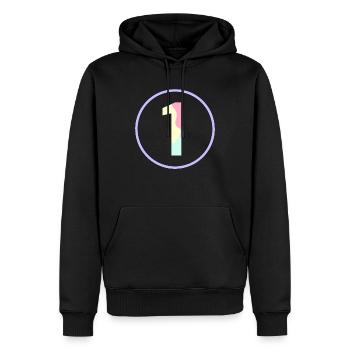 Pastel « One » 1- ApriNoeScor - Sweat à capuche Premium bio Homme - noir - Devant - Nico (187cm)