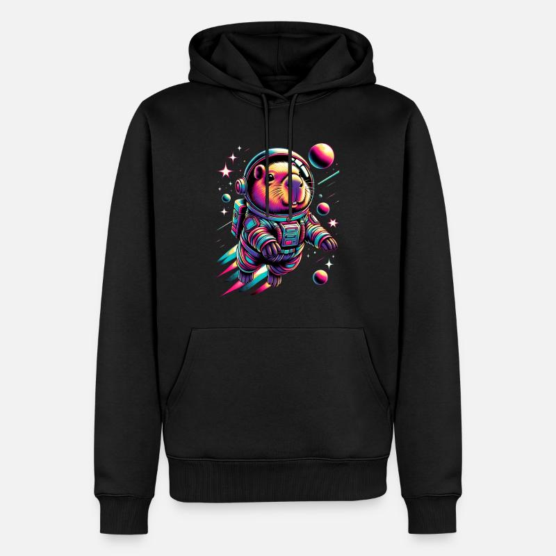 Capybaras Mignon Capybara Astronaute - Sweat à capuche Premium bio Homme - noir