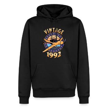 Avion Vintage 1992 30 Ans Anniversaire - Sweat à capuche Premium bio Homme - noir - Devant - Nico (187cm)