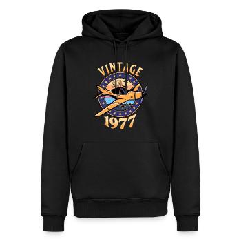 Avion Vintage 1977 45 Ans Anniversaire - Sweat à capuche Premium bio Homme - noir - Devant - Nico (187cm)