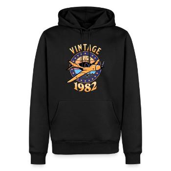 Avion Vintage 1982 40 Ans Anniversaire - Sweat à capuche Premium bio Homme - noir - Devant - Nico (187cm)