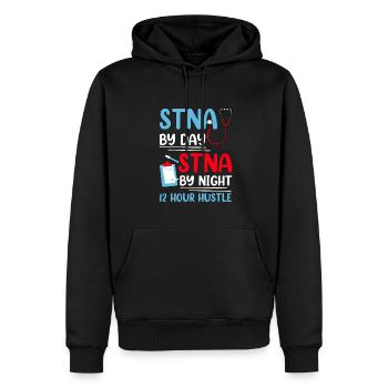 STNA Certified Nursing Assistant - Men’s Premium Organic Hoodie - black - Front - Nico (187cm)