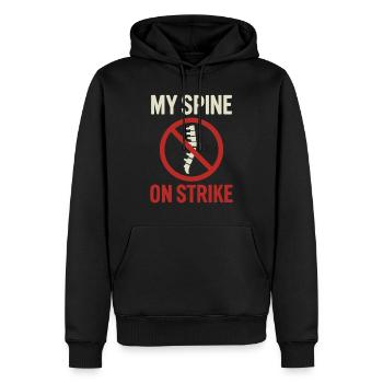 Meine Wirbelsäule streikt – Witziger Rückenspruch - Männer Premium Bio Hoodie - Schwarz - Vorne - Nico (187cm)