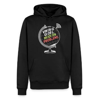 Vintage Globe Modern Problems Travel Humor - Men’s Premium Organic Hoodie - black - Front - Nico (187cm)