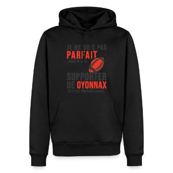 supporter rugby stade Oyonnax club Humour rugby - Sweat à capuche Premium bio Homme - noir - Devant - Nico (187cm)