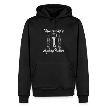 Mir Reicht's Ich Geh Zum Nachbarn Bier Humor - Männer Premium Bio Hoodie - Schwarz - Vorne - Nico (187cm)