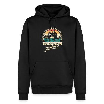 Der König will zocken - Gaming Gamer Spruch Lustig - Männer Premium Bio Hoodie - Schwarz - Vorne - Nico (187cm)