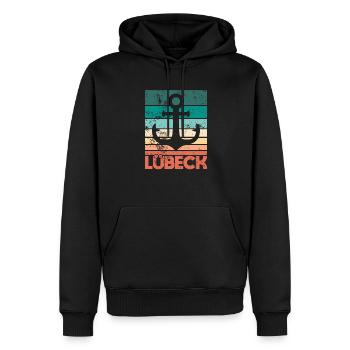 Lübeck Hansestadt Anker Lübecker Meer Küste Sonne - Männer Premium Bio Hoodie - Schwarz - Vorne - Nico (187cm)