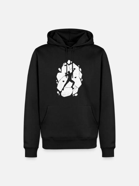Bouldern Klettern Boulder Bergsteiger - Männer Premium Bio Hoodie - Schwarz
