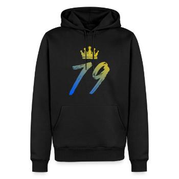 79 Couronne numérique - Sweat à capuche Premium bio Homme - noir - Devant - Nico (187cm)