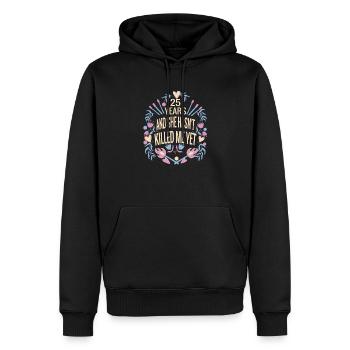 Silberhochzeit 25. Jahrestag Geschenkidee Männer - Männer Premium Bio Hoodie - Schwarz - Vorne - Nico (187cm)