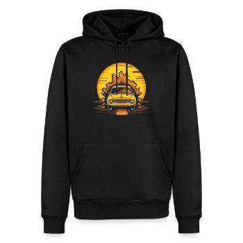 3 Amerikanisches Auto mit Flammen - Männer Premium Bio Hoodie - Schwarz - Vorne - Nico (187cm)