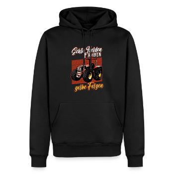 Traktor Echte Helden Fahren Gelbe Felgen Trecker - Männer Premium Bio Hoodie - Schwarz - Vorne - Nico (187cm)