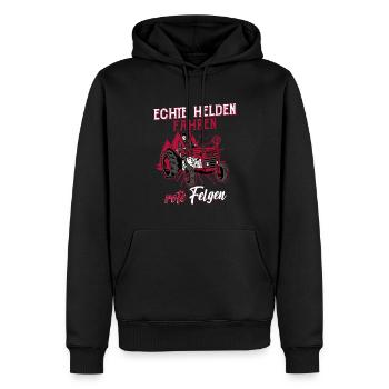 Trecker Traktor Echte Helden Fahren Rote Felgen - Männer Premium Bio Hoodie - Schwarz - Vorne - Nico (187cm)