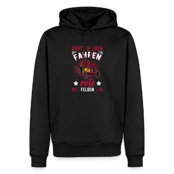 Traktor Trecker Echte Helden Fahren Rote Felgen - Männer Premium Bio Hoodie - Schwarz - Vorne - Nico (187cm)