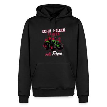 Landwirt Traktor Echte Helden Fahren Rote Felgen - Männer Premium Bio Hoodie - Schwarz - Vorne - Nico (187cm)