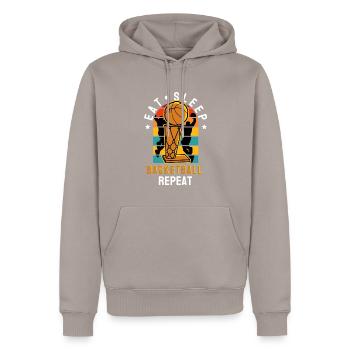Eat Sleep Basketball Repeat Bball Idée cadeau - Sweat à capuche Premium bio Homme - taupe - Devant - Nico (187cm)