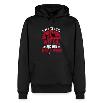 Halloween I'm With The Witch And Her Magic Wand - Männer Premium Bio Hoodie - Schwarz - Vorne - Nico (187cm)