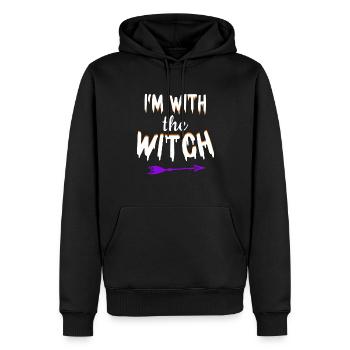 Halloween Men Witch Je suis avec la sorcière - Sweat à capuche Premium bio Homme - noir - Devant - Nico (187cm)