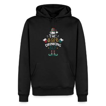 Christmas Beer Humor The Beer Drinking Elf - Men’s Premium Organic Hoodie - black - Front - Nico (187cm)