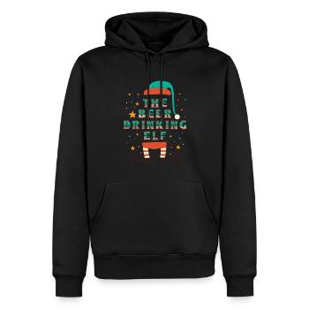 Christmas Beer Humor The Beer Drinking Elf - Men’s Premium Organic Hoodie - black - Front - Nico (187cm)