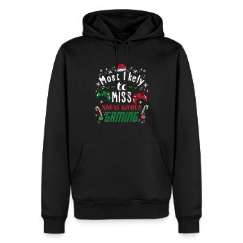Weihnachten Gamer Lustig Miss Xmas While Gaming - Männer Premium Bio Hoodie - Schwarz - Vorne - Nico (187cm)