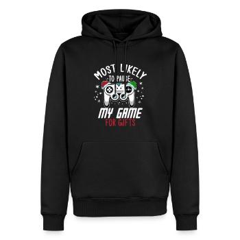 Weihnachten Gamer Gaming Pause My Game For Gifts - Männer Premium Bio Hoodie - Schwarz - Vorne - Nico (187cm)