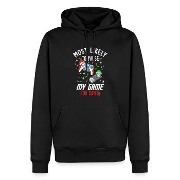 Noël Gamer Gaming Mettez mon jeu en pause pour le Père Noël - Sweat à capuche Premium bio Homme - noir - Devant - Nico (187cm)