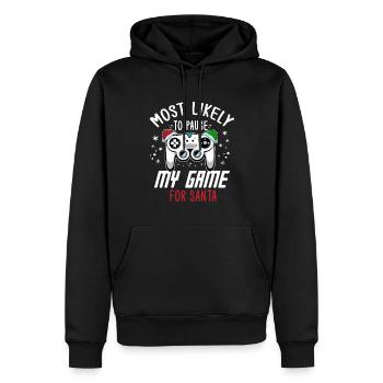 Noël Gamer Gaming Mettez mon jeu en pause pour le Père Noël - Sweat à capuche Premium bio Homme - noir - Devant - Nico (187cm)