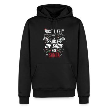 Noël Gamer Gaming Mettez mon jeu en pause pour le Père Noël - Sweat à capuche Premium bio Homme - noir - Devant - Nico (187cm)