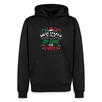 Noël Gamer Gaming Mettez mon jeu en pause pour le Père Noël - Sweat à capuche Premium bio Homme - noir - Devant - Nico (187cm)