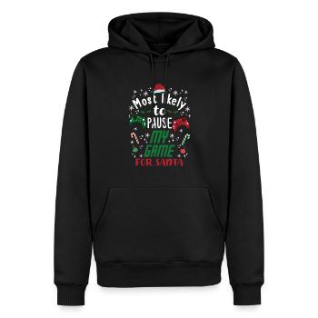 Noël Gamer Gaming Mettez mon jeu en pause pour le Père Noël - Sweat à capuche Premium bio Homme - noir - Devant - Nico (187cm)