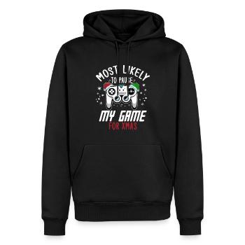 Weihnachten Gamer Gaming Pause My Game For Xmas - Männer Premium Bio Hoodie - Schwarz - Vorne - Nico (187cm)