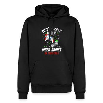 Noël Gamer Gaming Dire Drôle Humour Noël - Sweat à capuche Premium bio Homme - noir - Devant - Nico (187cm)