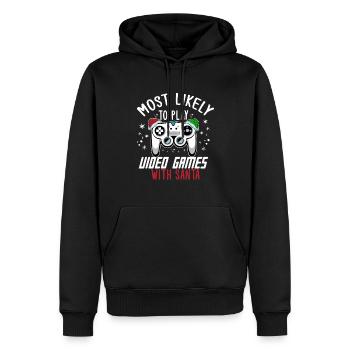 Noël Gamer Gaming Dire Humour Drôle Noël - Sweat à capuche Premium bio Homme - noir - Devant - Nico (187cm)