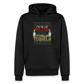 Noël, je suis plein de tequila des fêtes - Sweat à capuche Premium bio Homme - noir - Devant - Nico (187cm)