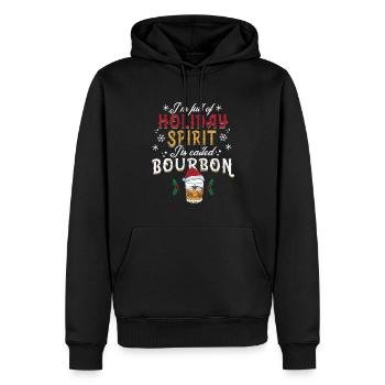 Noël Je suis plein de bourbon de l’ des fêtes - Sweat à capuche Premium bio Homme - noir - Devant - Nico (187cm)