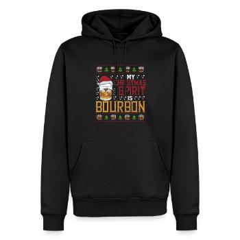 Noël Hommes Humour Noël Bourbon - Sweat à capuche Premium bio Homme - noir - Devant - Nico (187cm)