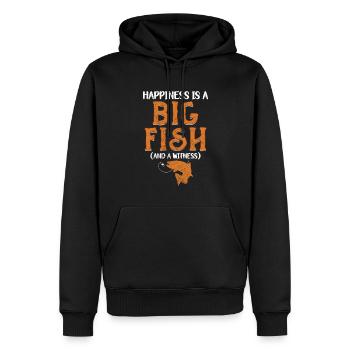 Angler Angeln Geschenkidee Happiness Is A Big Fish - Männer Premium Bio Hoodie - Schwarz - Vorne - Nico (187cm)