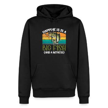 Angler Angeln Geschenkidee Happiness Is A Big Fish - Männer Premium Bio Hoodie - Schwarz - Vorne - Nico (187cm)