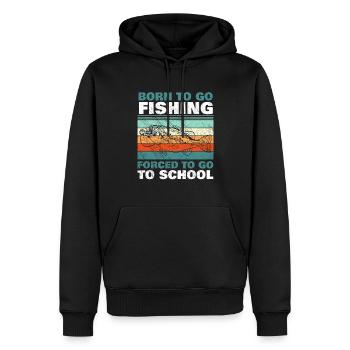 Angeln Né pour aller à la pêche Forcé d’aller à l’école - Sweat à capuche Premium bio Homme - noir - Devant - Nico (187cm)