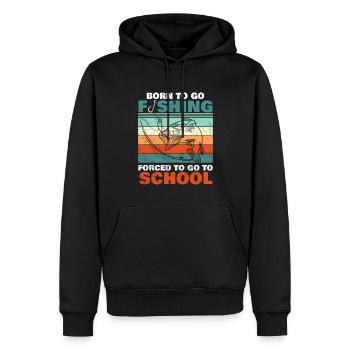Angeln Né pour aller à la pêche Forcé d’aller à l’école - Sweat à capuche Premium bio Homme - noir - Devant - Nico (187cm)