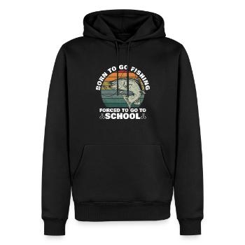 Angeln Né pour aller à la pêche Forcé d’aller à l’école - Sweat à capuche Premium bio Homme - noir - Devant - Nico (187cm)