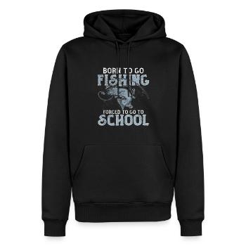 Angeln Né pour aller à la pêche Forcé d’aller à l’école - Sweat à capuche Premium bio Homme - noir - Devant - Nico (187cm)