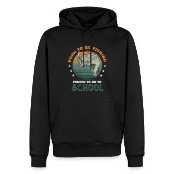 Angeln Né pour aller à la pêche Forcé d’aller à l’école - Sweat à capuche Premium bio Homme - noir - Devant - Nico (187cm)