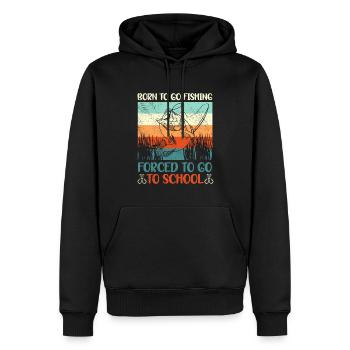 Angeln Né pour aller à la pêche Forcé d’aller à l’école - Sweat à capuche Premium bio Homme - noir - Devant - Nico (187cm)