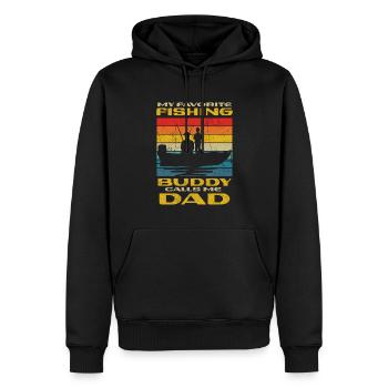 Angeln mon copain de pêche préféré m’appelle papa - Sweat à capuche Premium bio Homme - noir - Devant - Nico (187cm)