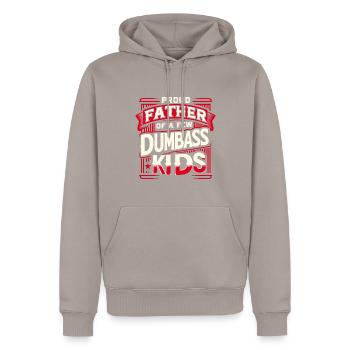 Papa Vater Fun Proud Father Of A Few Dumbass Kids - Men’s Premium Organic Hoodie - taupe - Front - Nico (187cm)